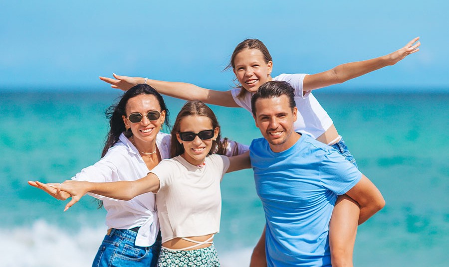 family on the beach