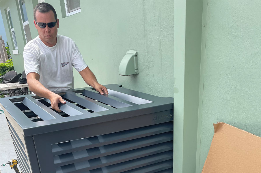 Go Green Air technician installing HVAC System